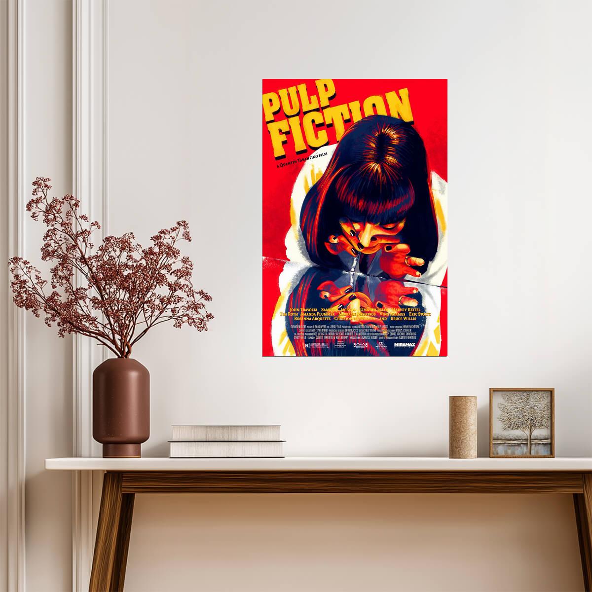 Pulp Fiction | Illustrated Mia Wallace Portrait | Quentin Tarantino Film Art Poster - Movies & TV Poster