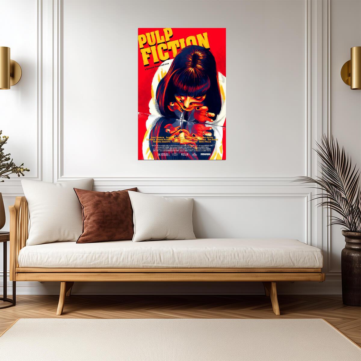 Pulp Fiction | Illustrated Mia Wallace Portrait | Quentin Tarantino Film Art Poster - Movies & TV Poster