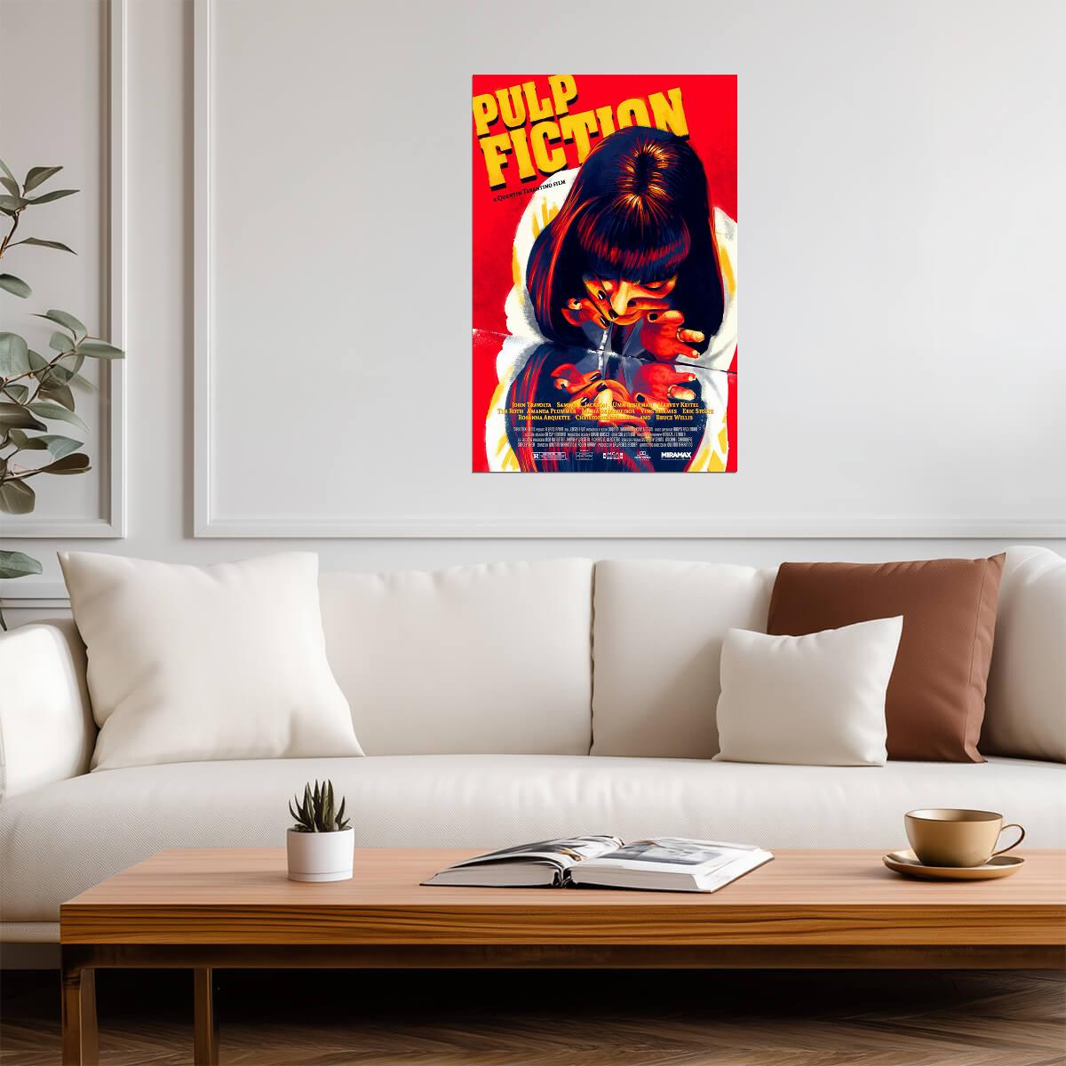 Pulp Fiction | Illustrated Mia Wallace Portrait | Quentin Tarantino Film Art Poster - Movies & TV Poster