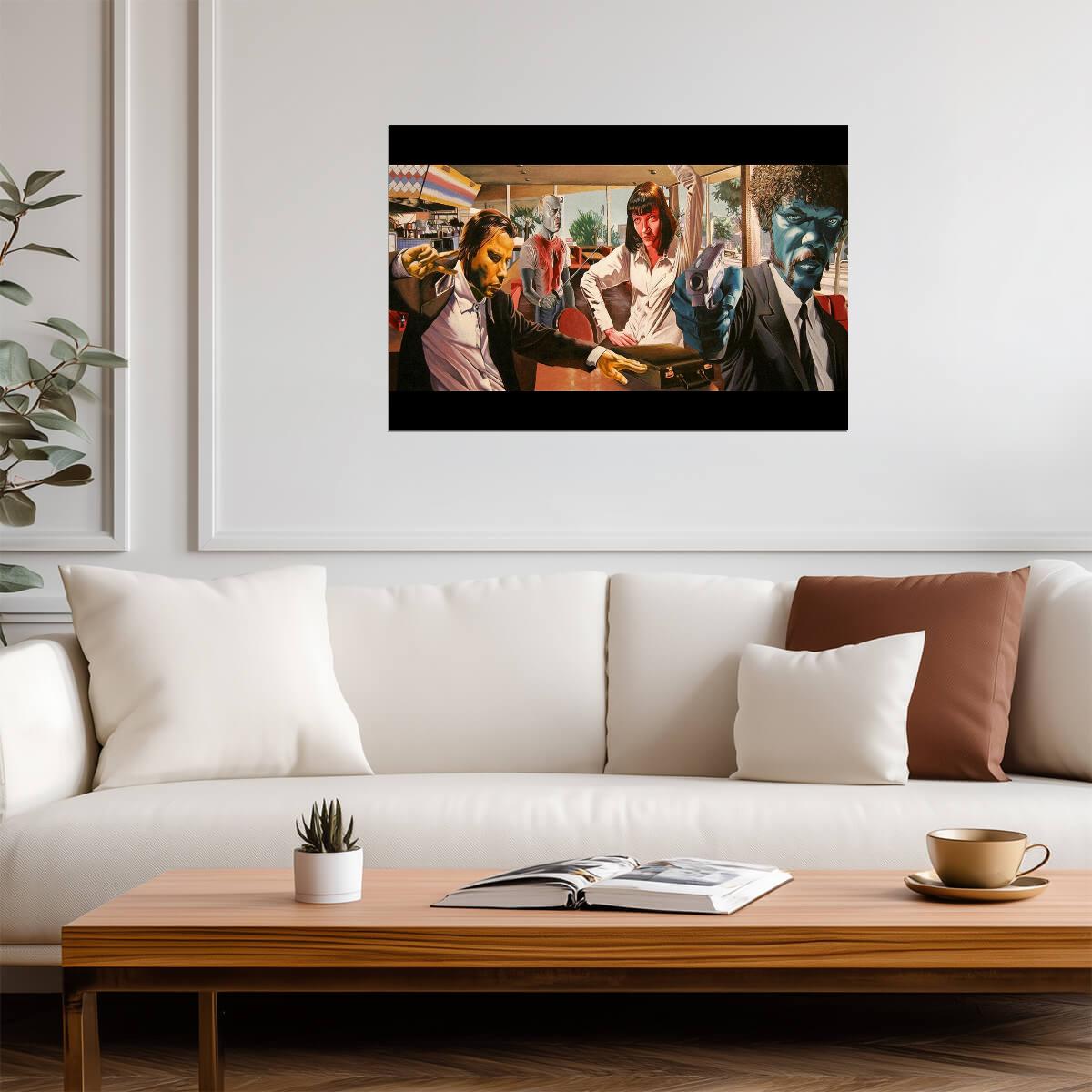 Pulp Fiction | Jules Winnfield & Vincent Vega with Guns | Action Movie Scene Poster - Movies & TV Poster
