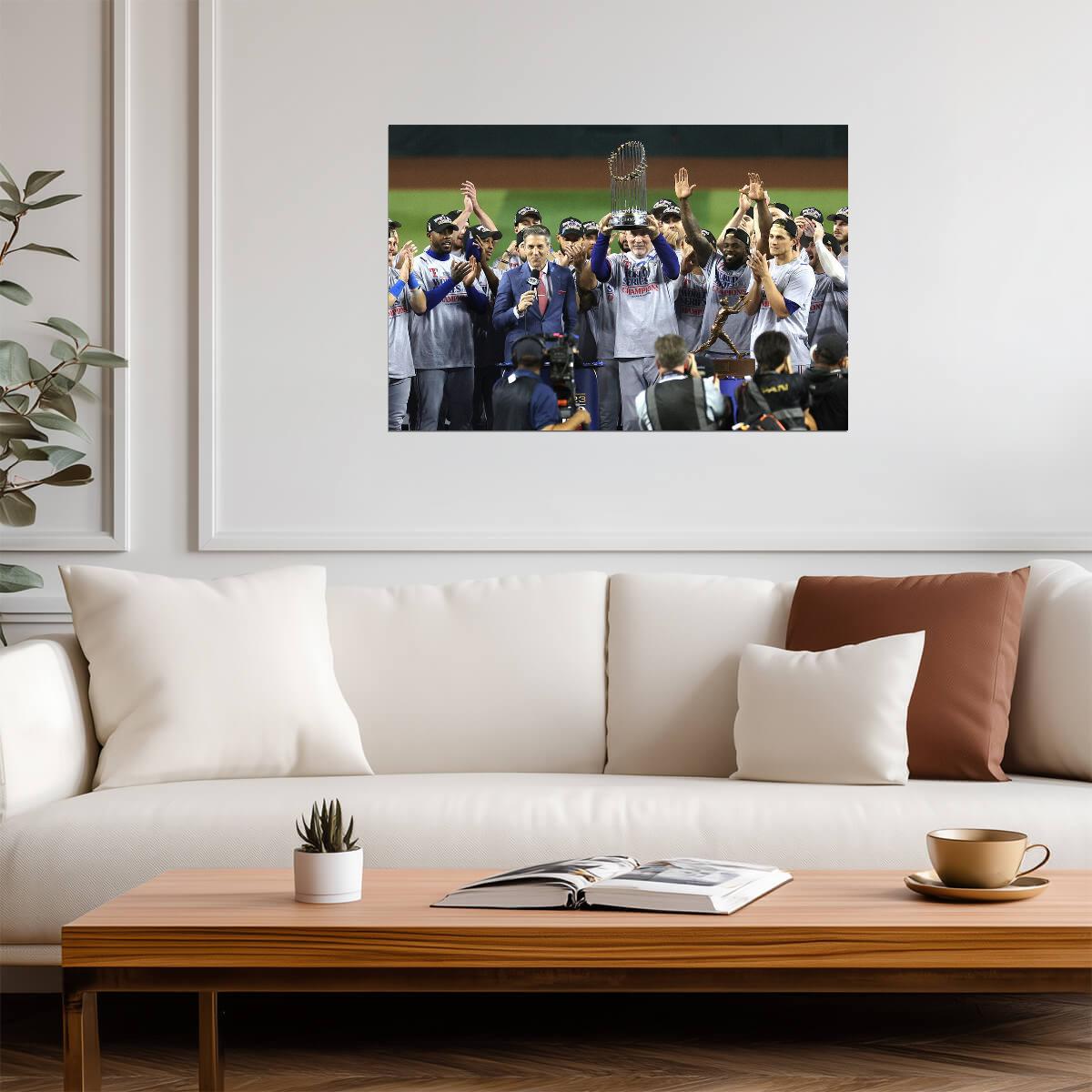 Texas Rangers 2023 World Series Champions | Lifting The Trophy | MLB Victory Poster - Sports Poster