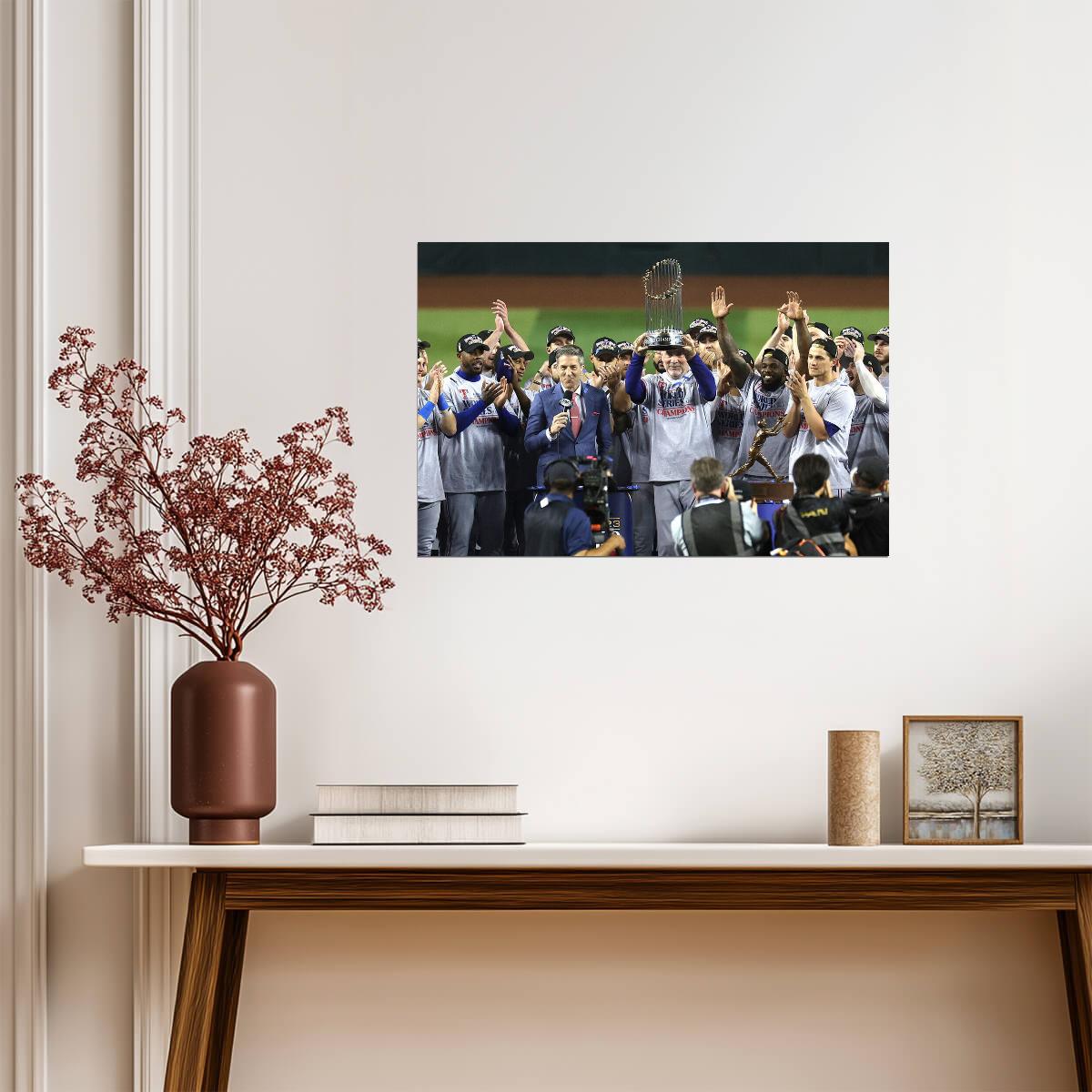 Texas Rangers 2023 World Series Champions | Lifting The Trophy | MLB Victory Poster - Sports Poster