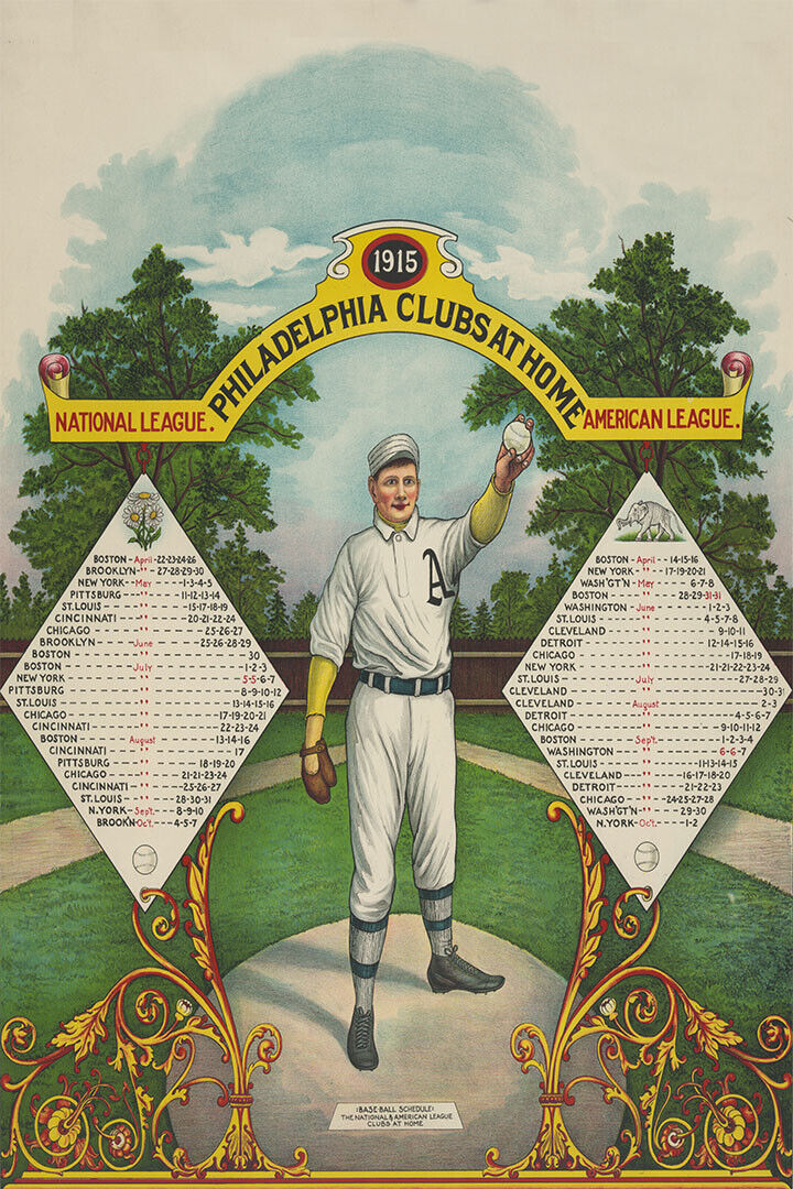 1915 Phillies & Athletics Schedule | Vintage Baseball Poster | Retro Sports History Print - Vintage & Retro Poster