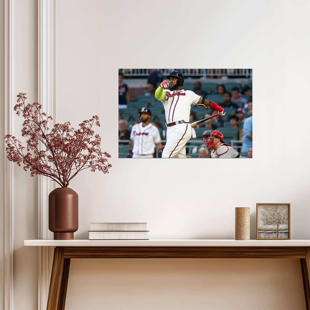Marcell Ozuna Atlanta Braves | At Bat Reaction | Baseball Player Poster - Sports Poster