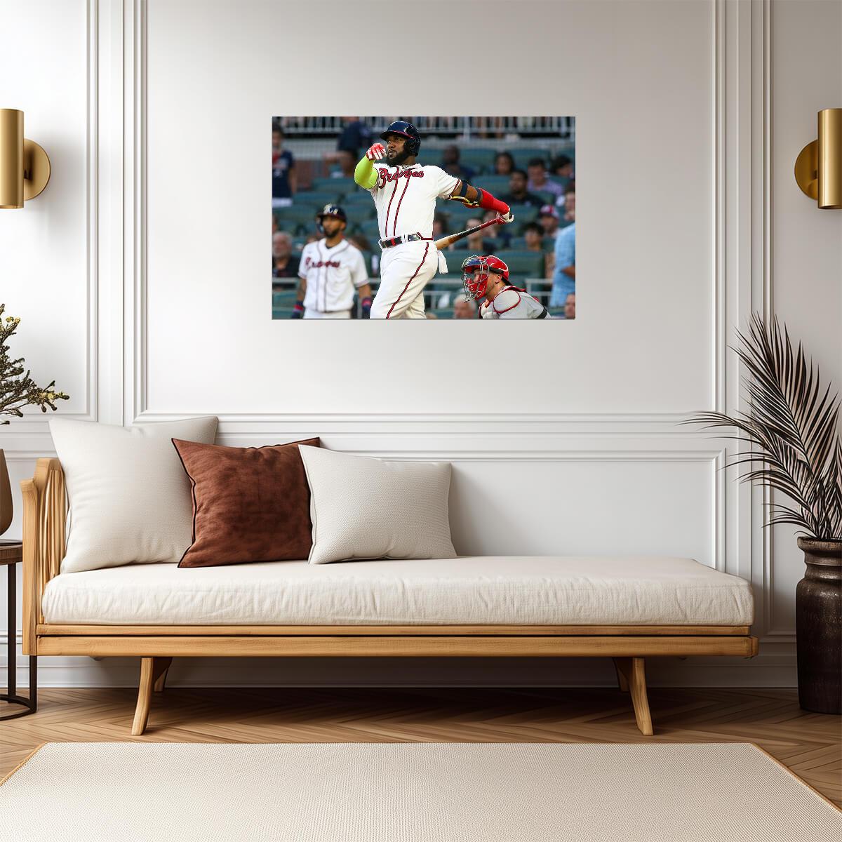 Marcell Ozuna Atlanta Braves | At Bat Reaction | Baseball Player Poster - Sports Poster