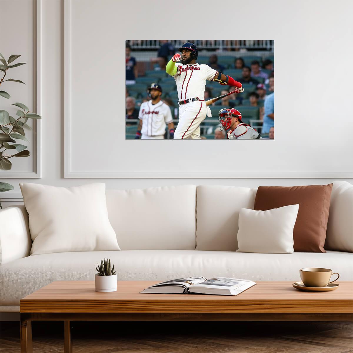 Marcell Ozuna Atlanta Braves | At Bat Reaction | Baseball Player Poster - Sports Poster