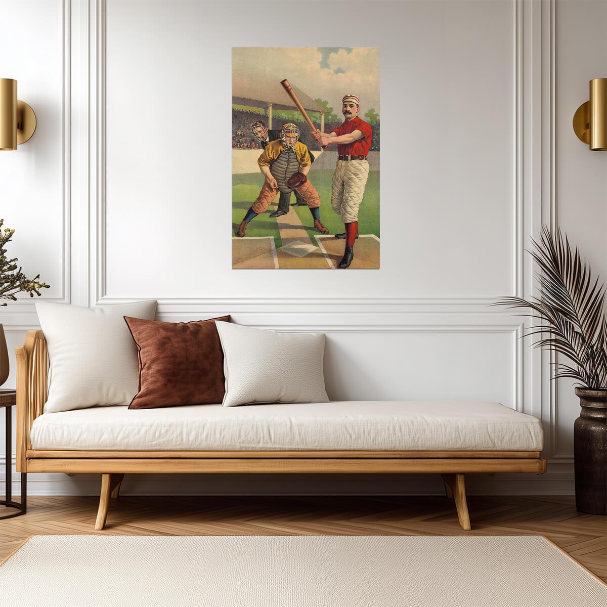 Vintage Baseball Batter | 19th Century Illustration | Retro Sports Art Poster - Vintage & Retro Poster