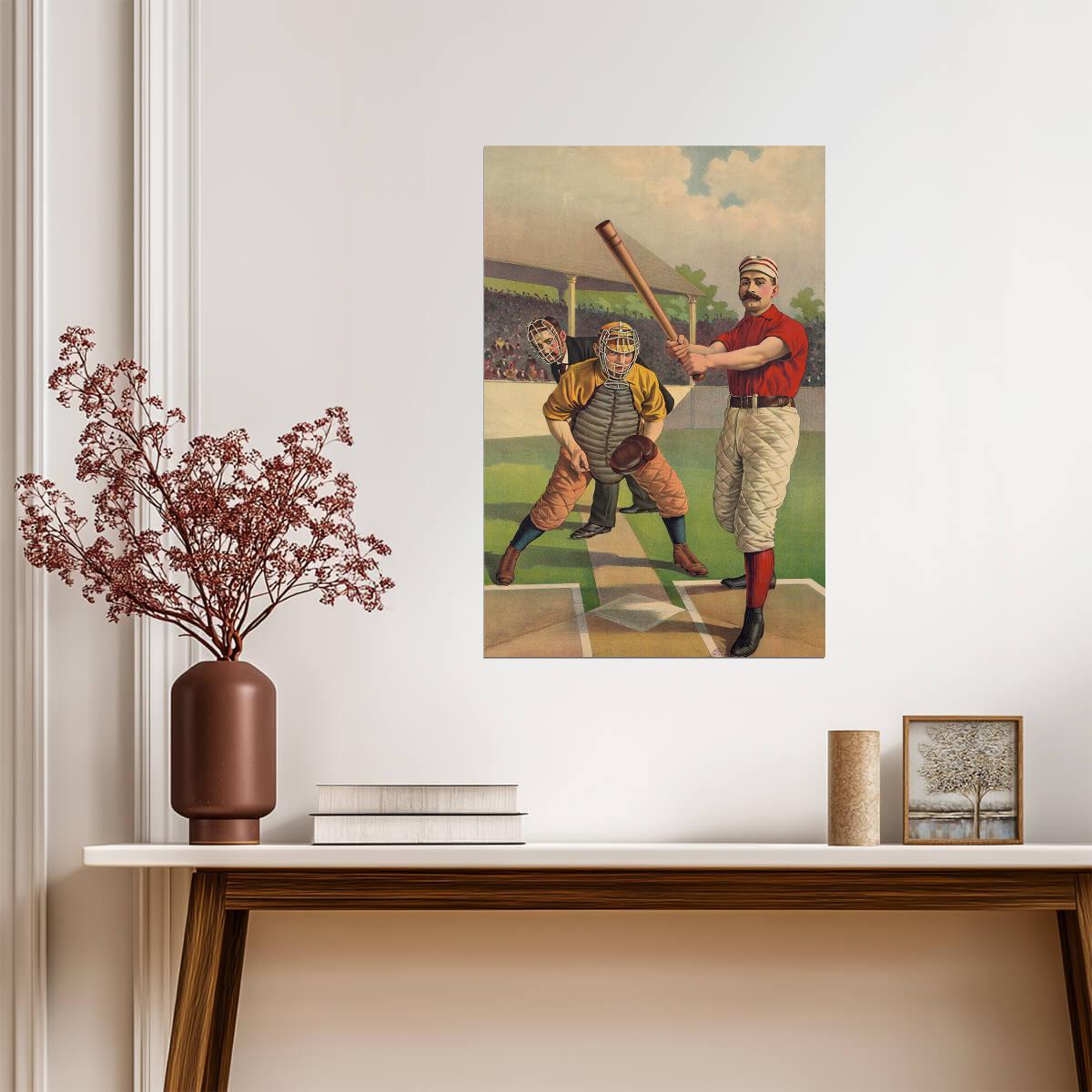 Vintage Baseball Batter | 19th Century Illustration | Retro Sports Art Poster - Vintage & Retro Poster