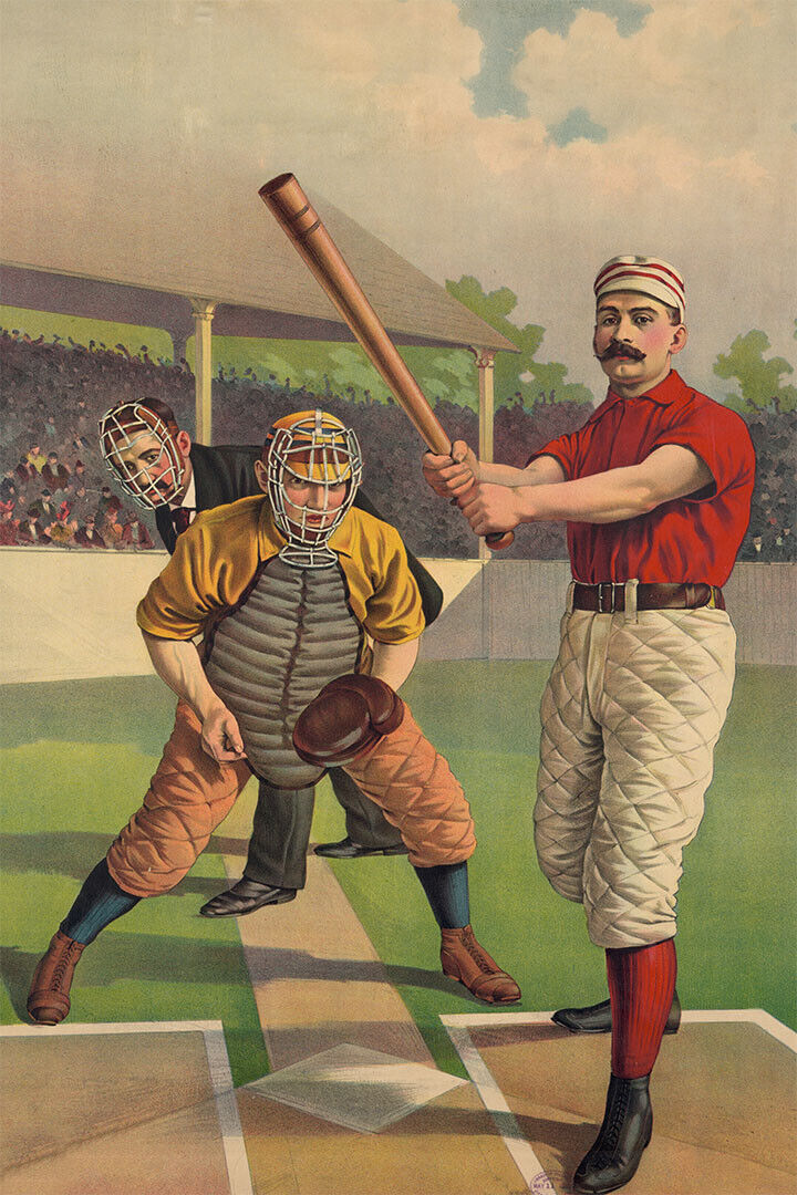 Vintage Baseball Batter | 19th Century Illustration | Retro Sports Art Poster - Vintage & Retro Poster