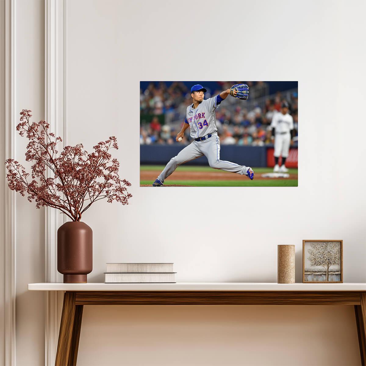 Kodai Senga New York Mets | Pitching Action | Baseball Player Poster - Sports Poster