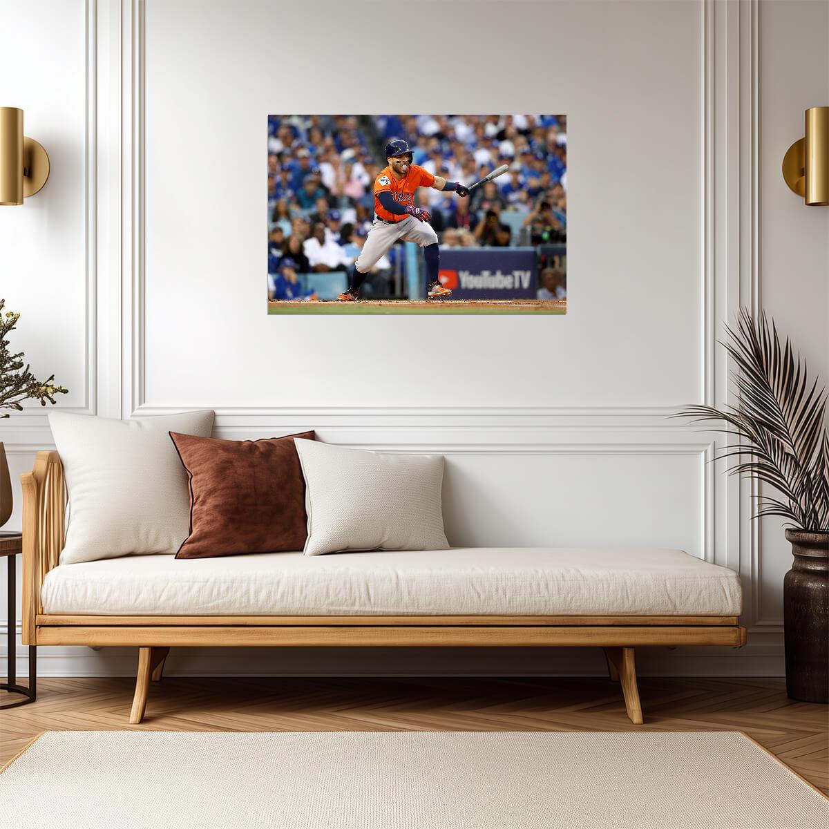 Jose Altuve Houston Astros | Hitting Action Shot | Baseball Star Poster - Sports Poster