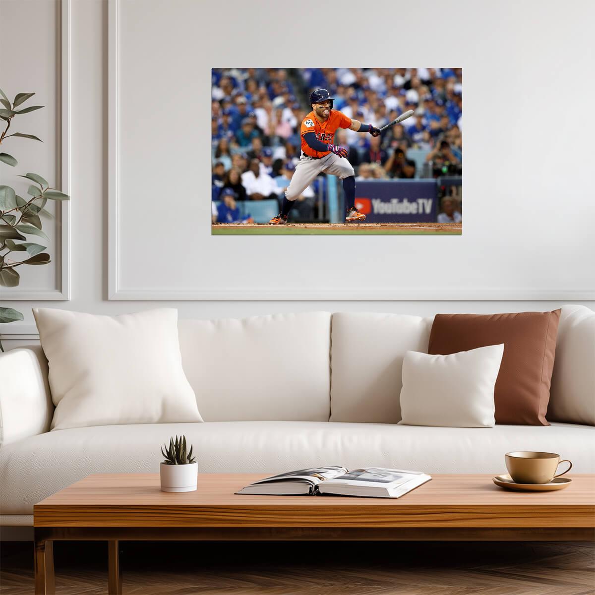 Jose Altuve Houston Astros | Hitting Action Shot | Baseball Star Poster - Sports Poster