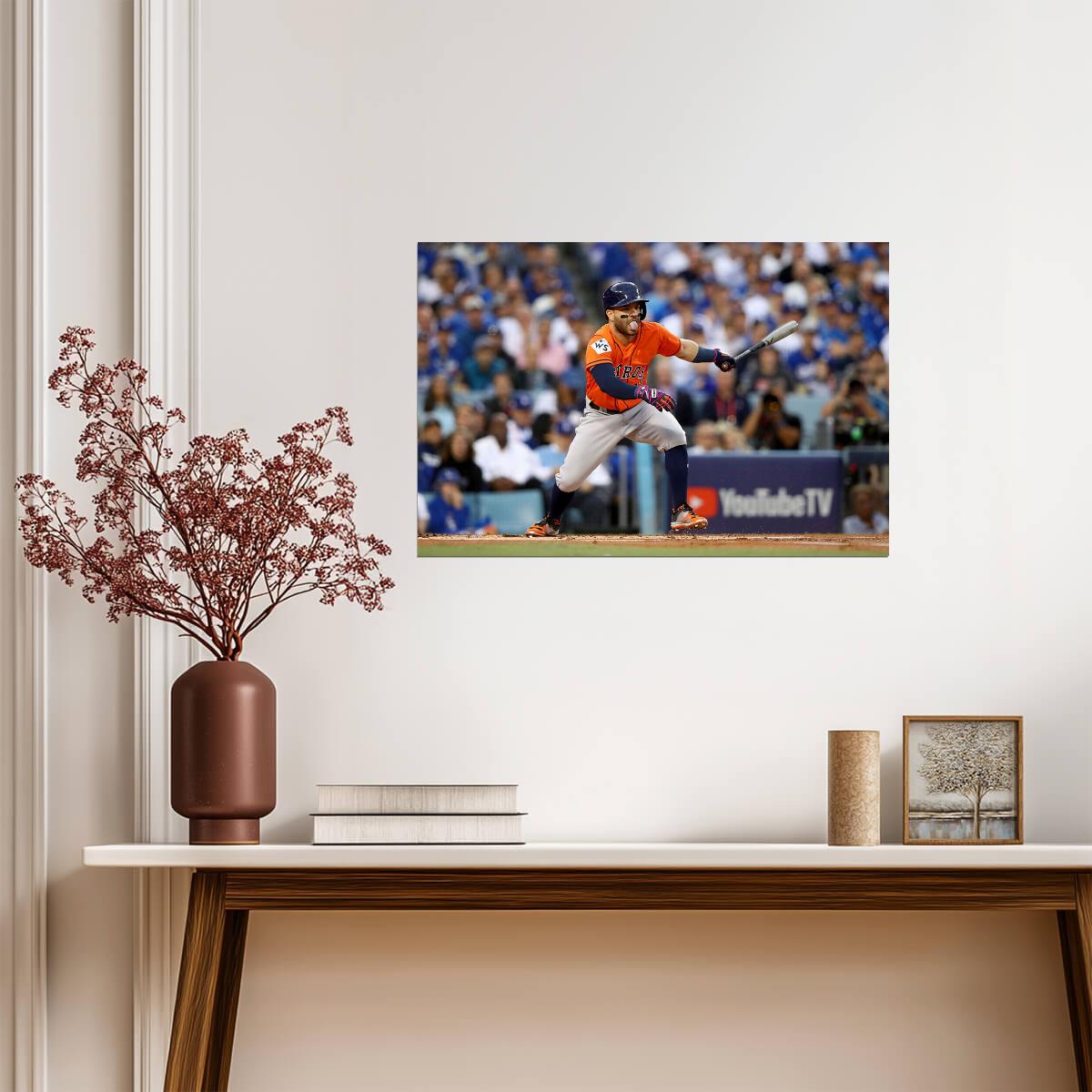 Jose Altuve Houston Astros | Hitting Action Shot | Baseball Star Poster - Sports Poster