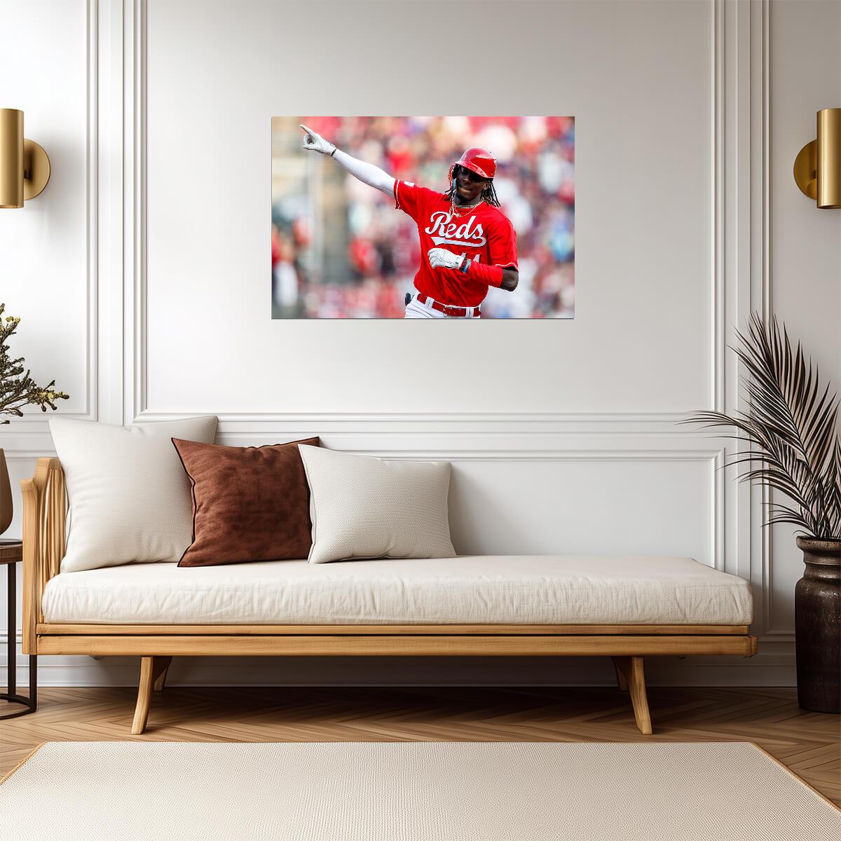 Elly De La Cruz Cincinnati Reds | Game Celebration | Baseball Star Poster - Sports Poster