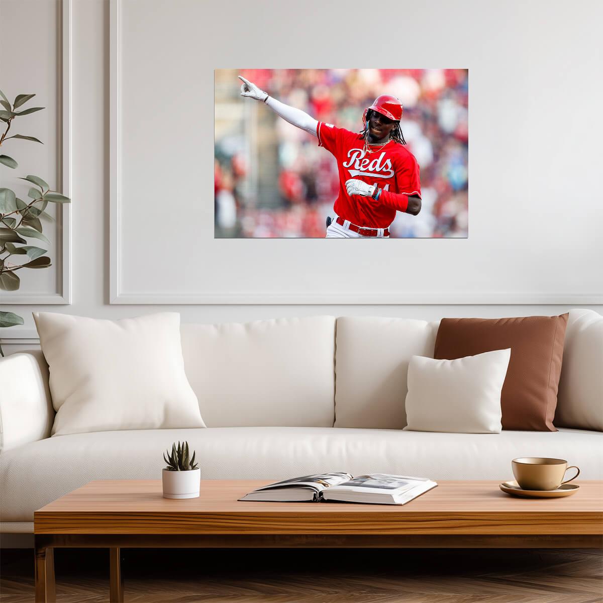 Elly De La Cruz Cincinnati Reds | Game Celebration | Baseball Star Poster - Sports Poster