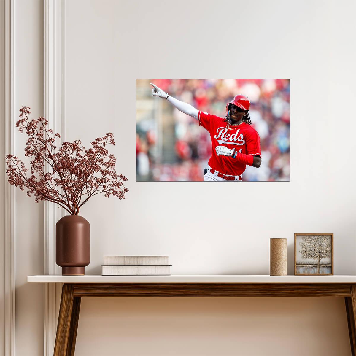 Elly De La Cruz Cincinnati Reds | Game Celebration | Baseball Star Poster - Sports Poster