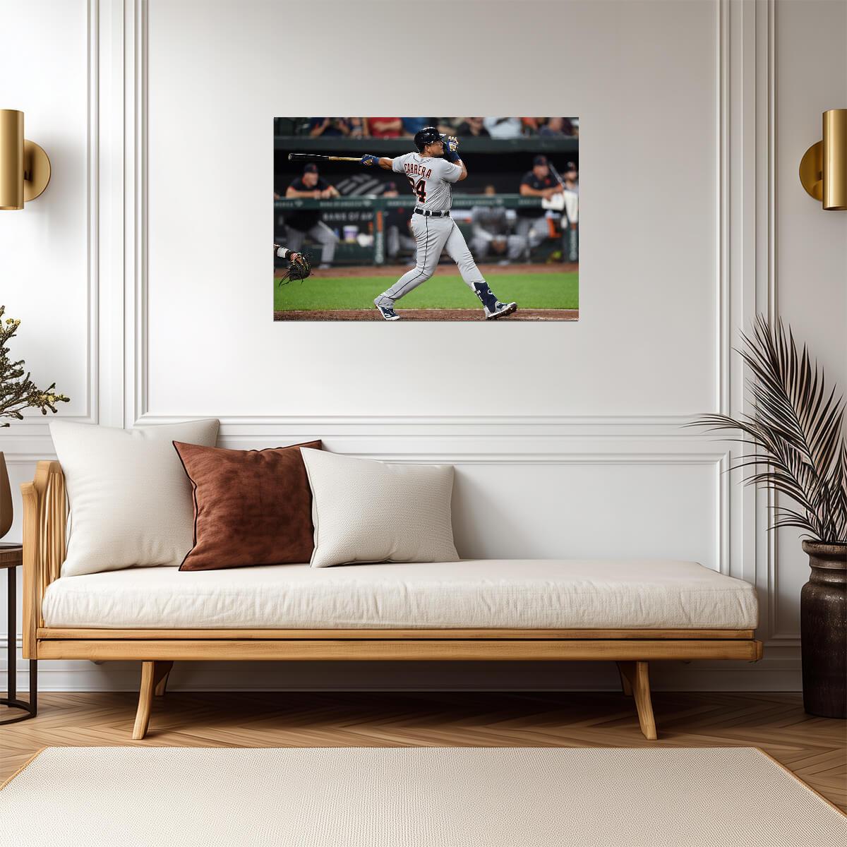 Miguel Cabrera Detroit Tigers | Hitting Action Shot | Baseball Legend Poster - Sports Poster