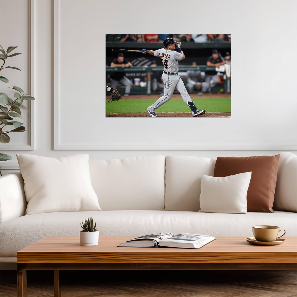 Miguel Cabrera Detroit Tigers | Hitting Action Shot | Baseball Legend Poster - Sports Poster