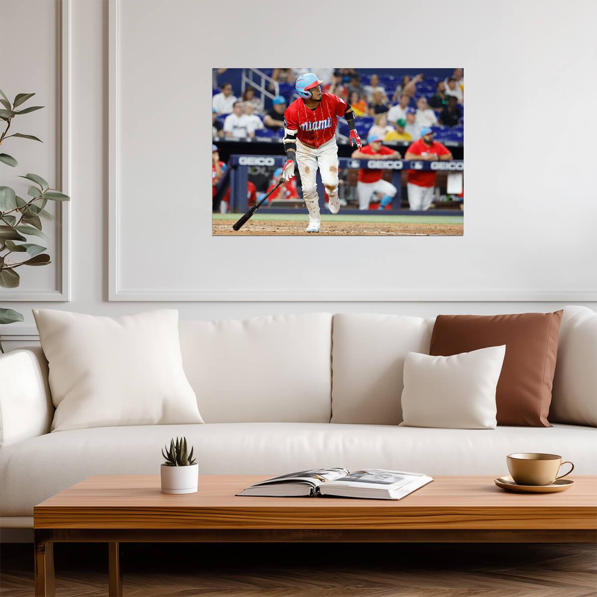Luis Arraez Miami Marlins | Game Action Photo | Baseball Player Poster - Sports Poster