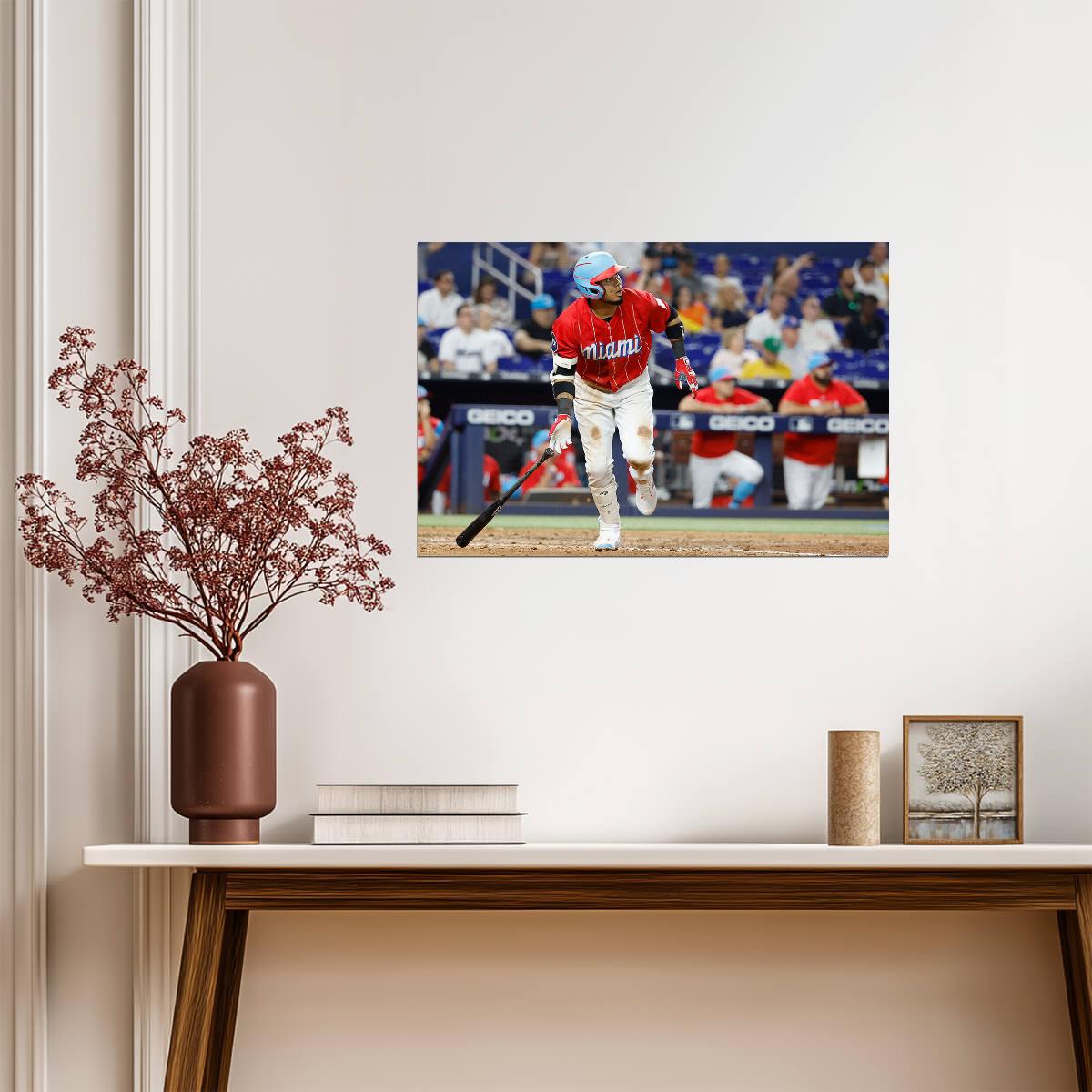 Luis Arraez Miami Marlins | Game Action Photo | Baseball Player Poster - Sports Poster