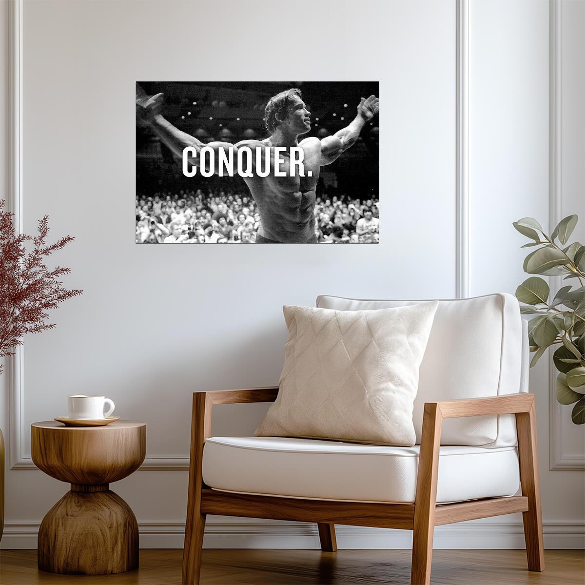 Arnold Schwarzenegger "Conquer" | Bodybuilding Motivation | Gym Wall Art Poster - Sports Poster