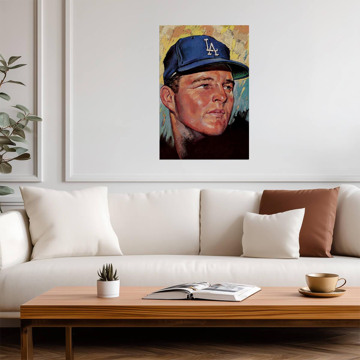 Don Drysdale Painted Portrait | Los Angeles Dodgers Poster | Vintage Baseball Fan Art - Vintage & Retro Poster