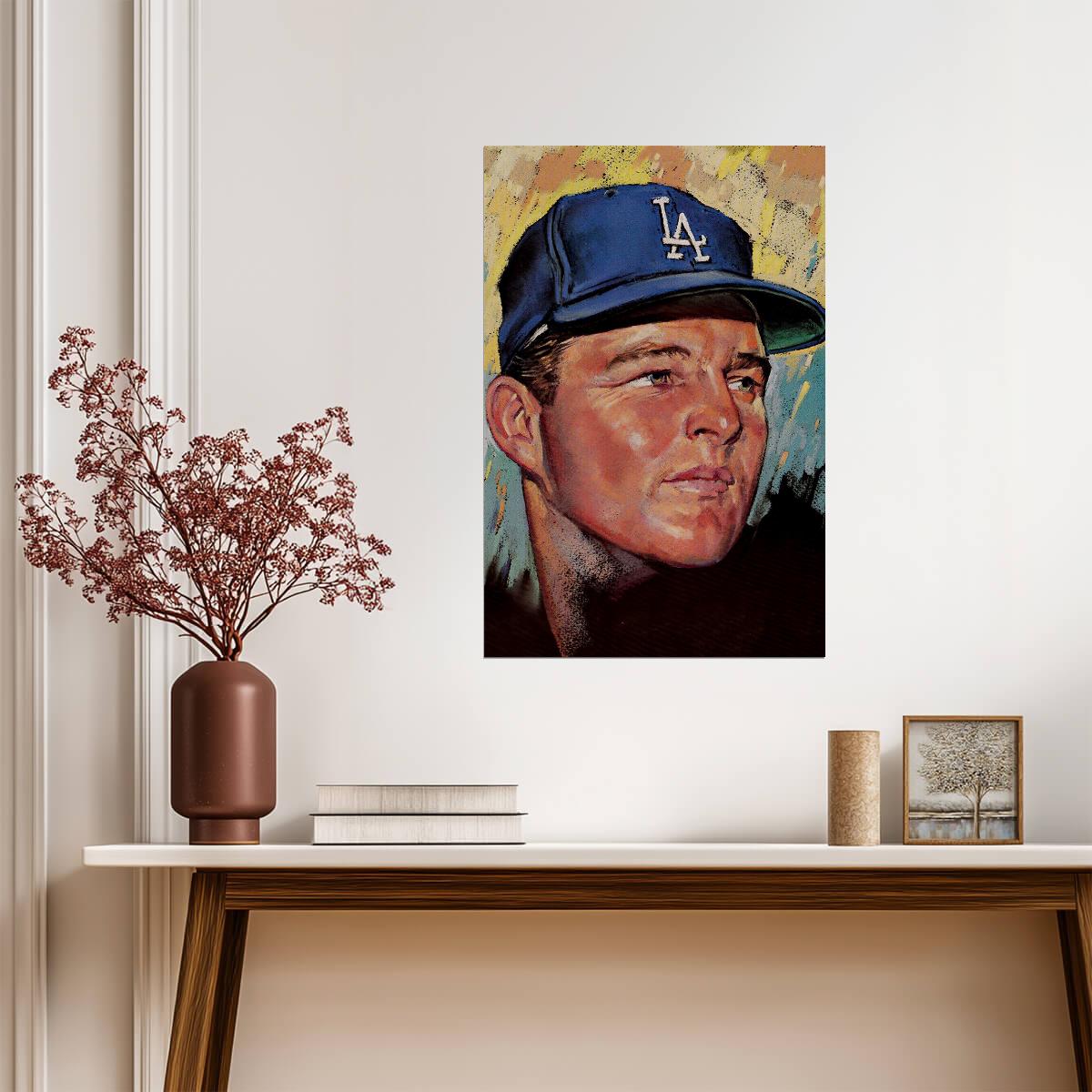 Don Drysdale Painted Portrait | Los Angeles Dodgers Poster | Vintage Baseball Fan Art - Vintage & Retro Poster