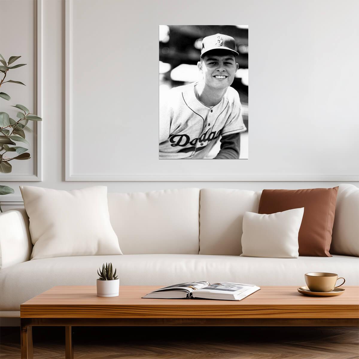 Young Don Drysdale Portrait | Los Angeles Dodgers | Black and White Photo Poster - Vintage & Retro Poster