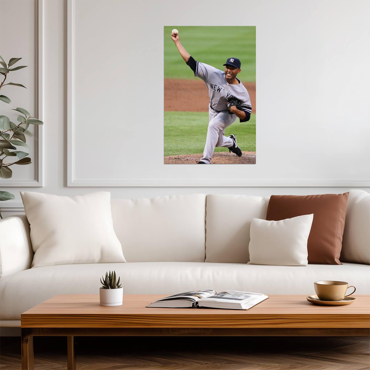 Mariano Rivera New York Yankees | Pitching Action Photo | Baseball Legend Poster - Sports Poster
