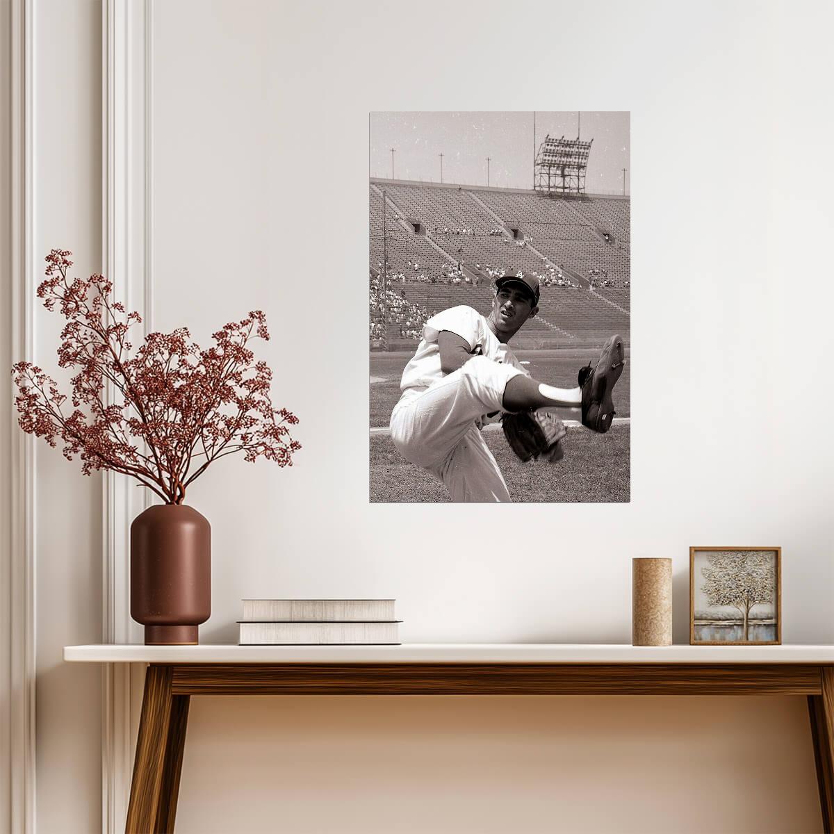Sandy Koufax Los Angeles Dodgers | Black and White Photo | Vintage Baseball Poster - Sports Poster