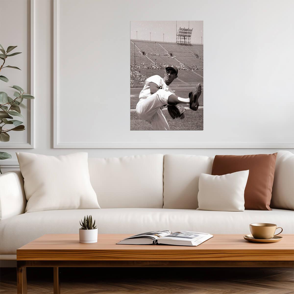 Sandy Koufax Los Angeles Dodgers | Black and White Photo | Vintage Baseball Poster - Sports Poster