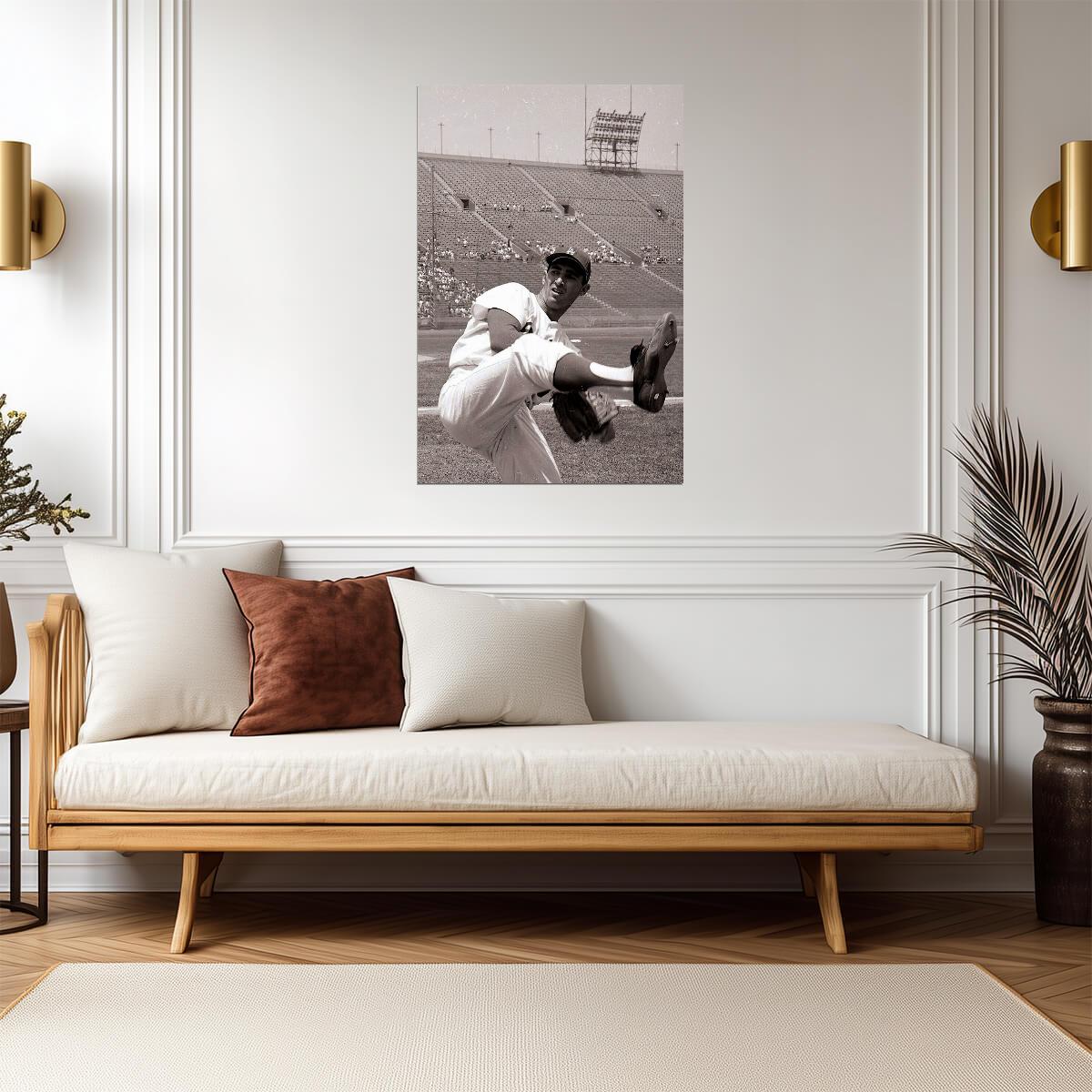 Sandy Koufax Los Angeles Dodgers | Black and White Photo | Vintage Baseball Poster - Sports Poster