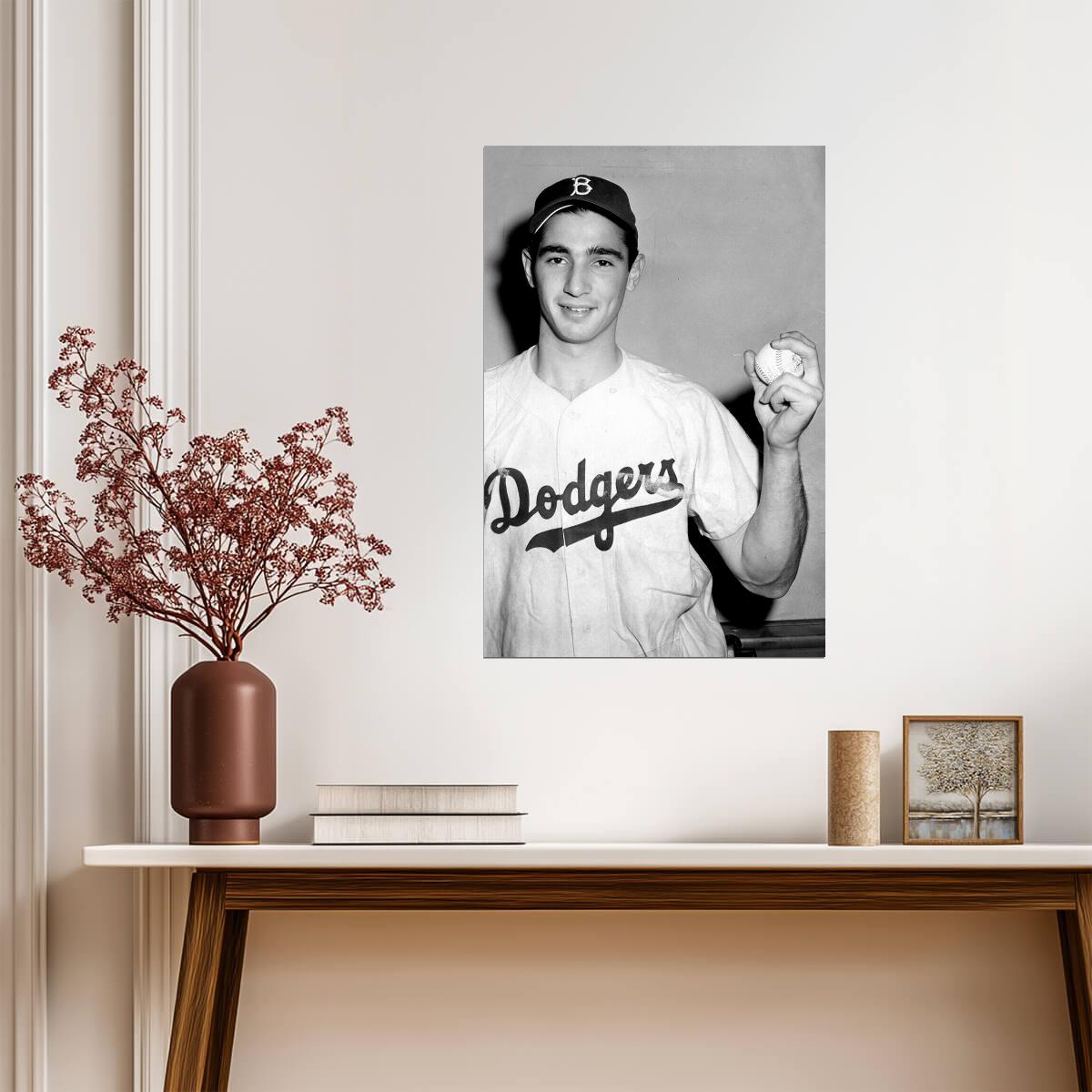 Sandy Koufax Pitching Grip | Los Angeles Dodgers Poster | B&W Baseball Photo - Vintage & Retro Poster
