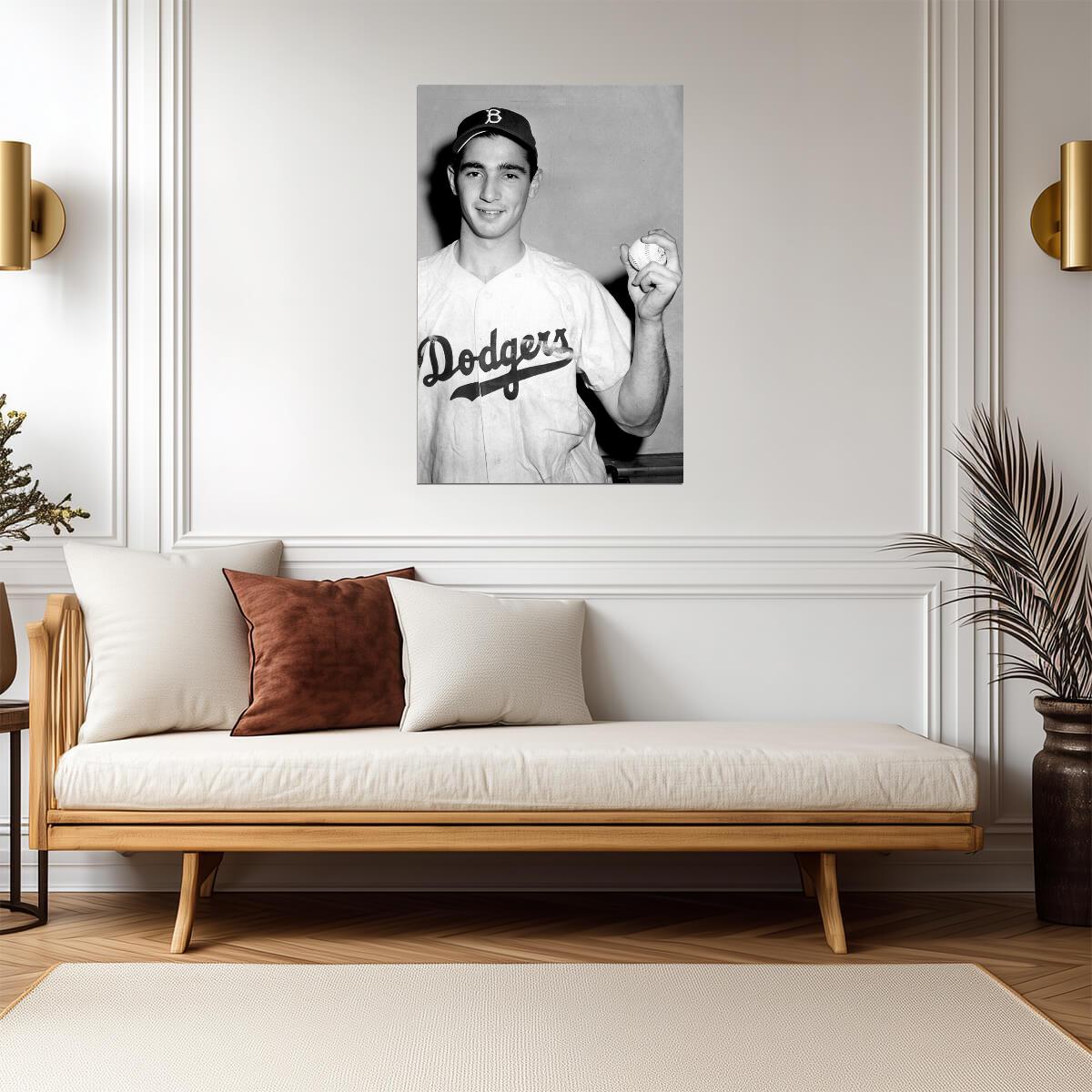 Sandy Koufax Pitching Grip | Los Angeles Dodgers Poster | B&W Baseball Photo - Vintage & Retro Poster