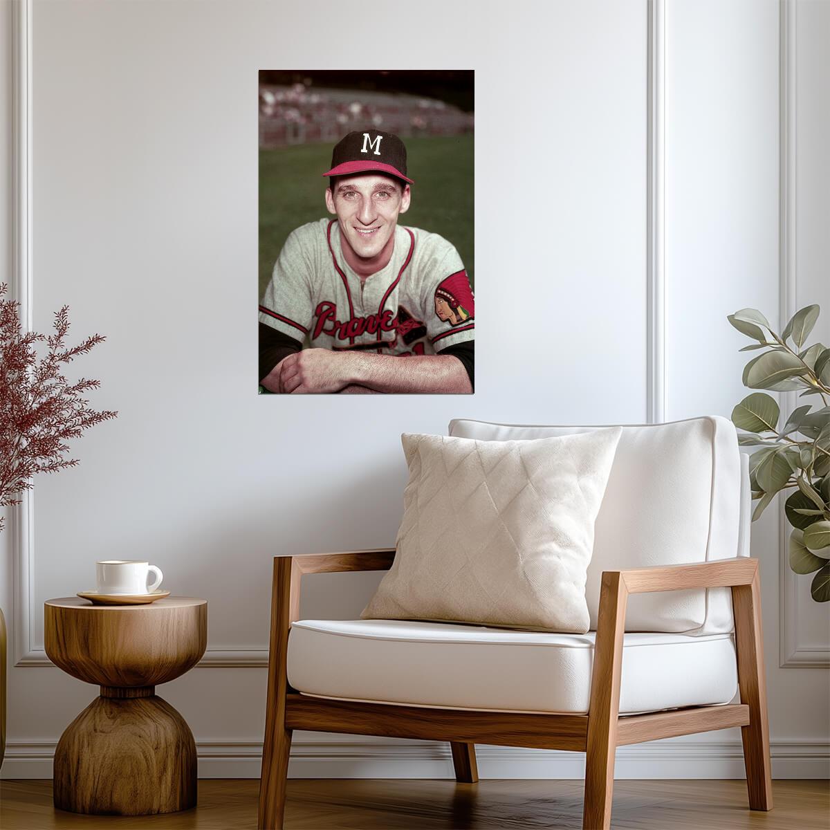 Warren Spahn Milwaukee Braves | Vintage Player Portrait | Baseball Legend Poster - Sports Poster