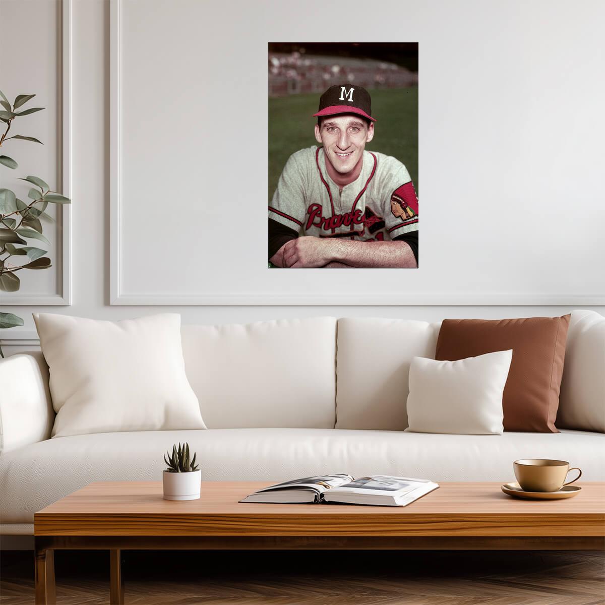 Warren Spahn Milwaukee Braves | Vintage Player Portrait | Baseball Legend Poster - Sports Poster