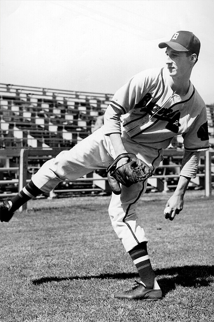 Warren Spahn St. Louis Cardinals | Pitching Motion B&W | Vintage Baseball Poster - Sports Poster