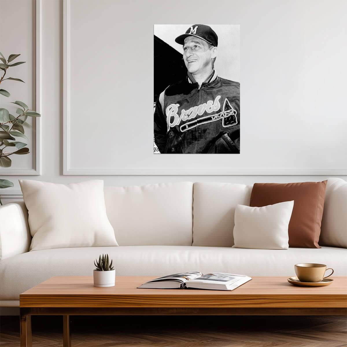 Warren Spahn Portrait | Boston Braves Legend | Vintage B&W Photography Poster - Vintage & Retro Poster