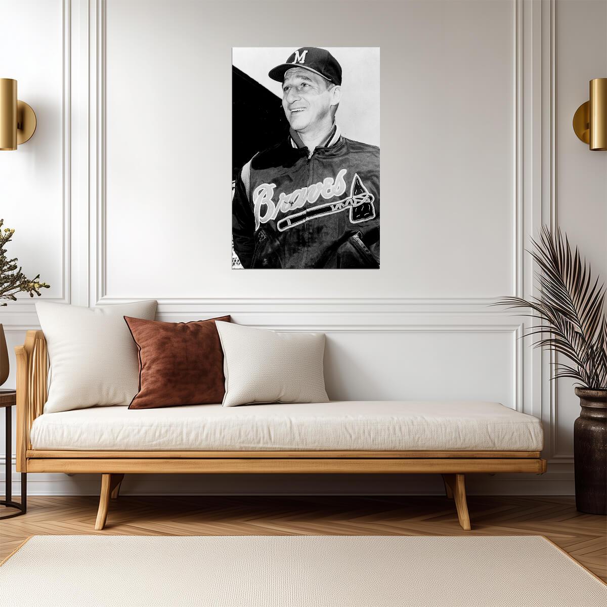 Warren Spahn Portrait | Boston Braves Legend | Vintage B&W Photography Poster - Vintage & Retro Poster