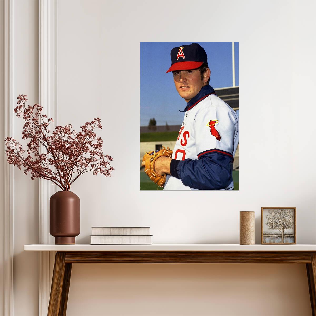Nolan Ryan Pitching In Action | California Angels Poster | Iconic Sports Photo - Vintage & Retro Poster