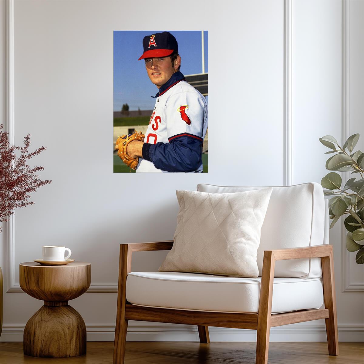 Nolan Ryan Pitching In Action | California Angels Poster | Iconic Sports Photo - Vintage & Retro Poster