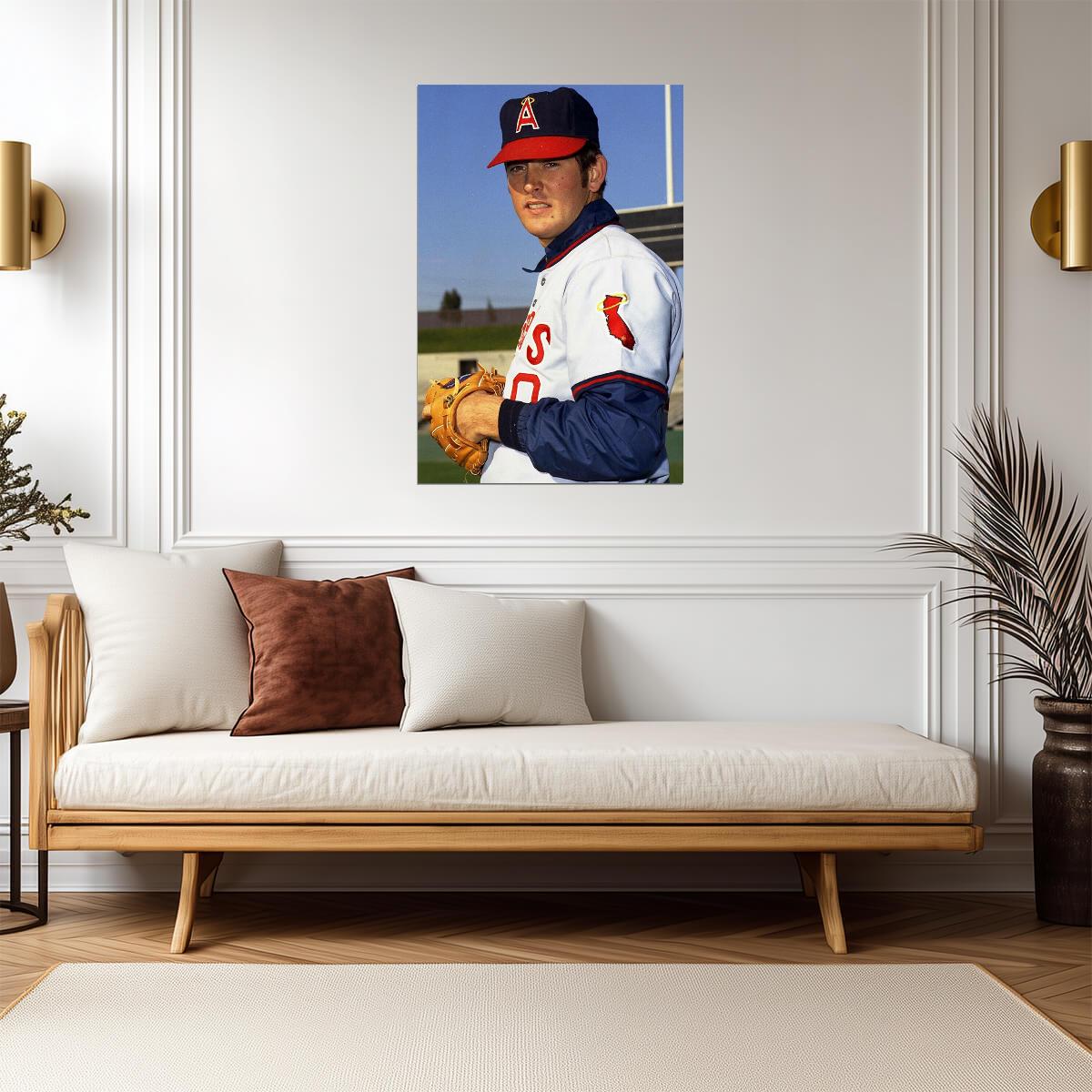 Nolan Ryan Pitching In Action | California Angels Poster | Iconic Sports Photo - Vintage & Retro Poster