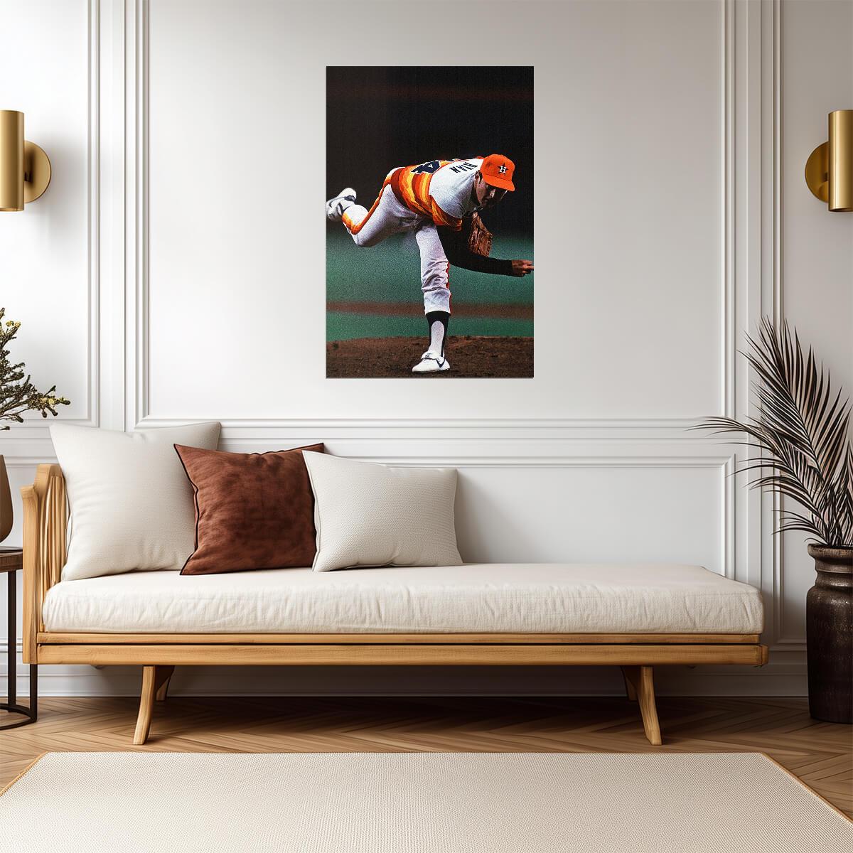 Nolan Ryan Houston Astros | Vintage Pitching Motion | Baseball Legend Poster - Sports Poster