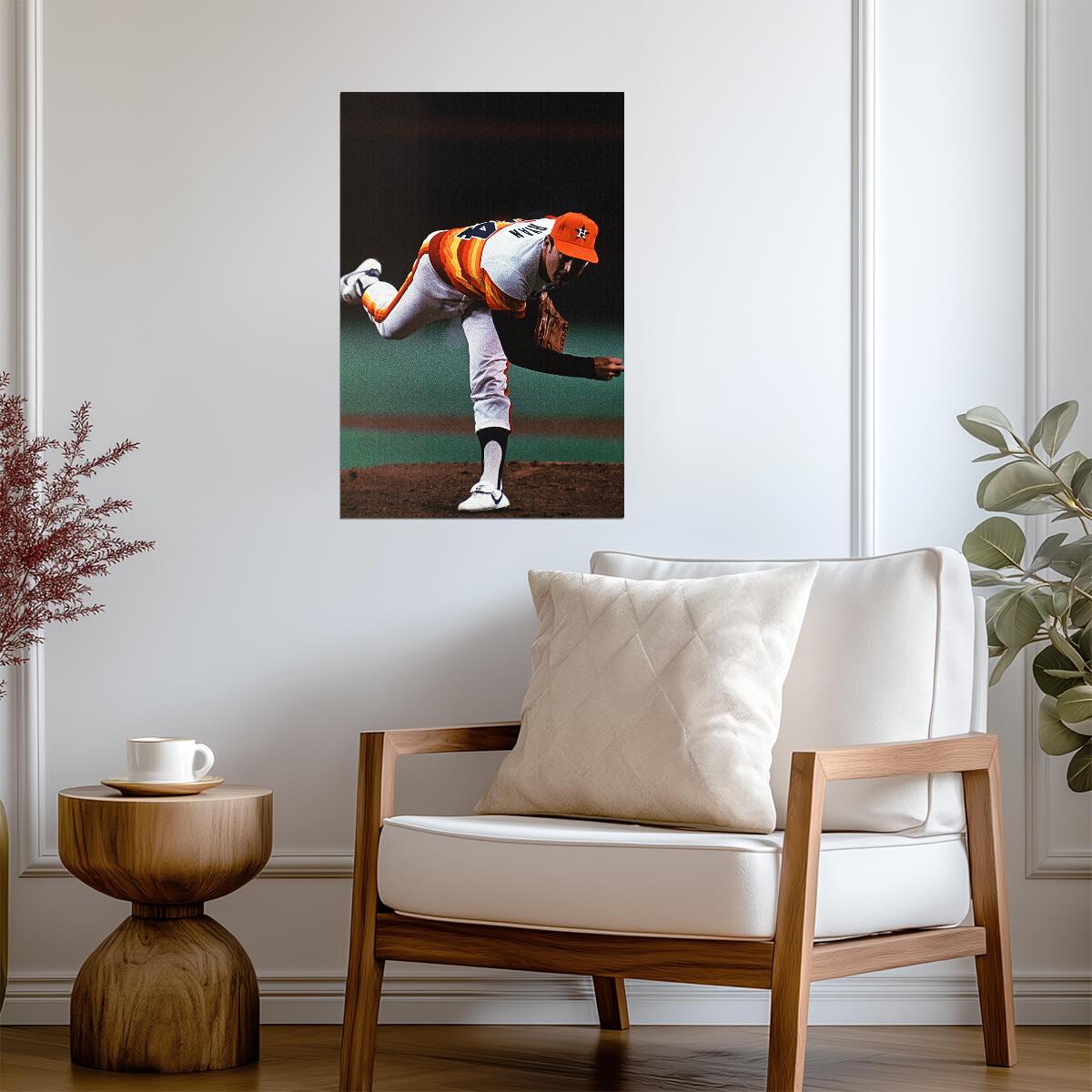 Nolan Ryan Houston Astros | Vintage Pitching Motion | Baseball Legend Poster - Sports Poster