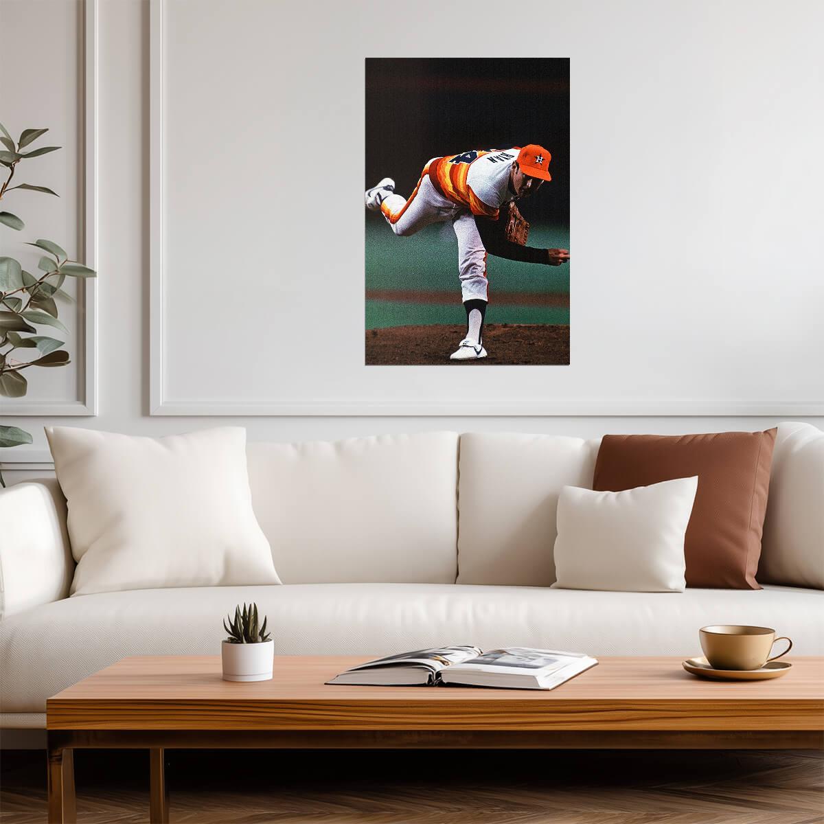 Nolan Ryan Houston Astros | Vintage Pitching Motion | Baseball Legend Poster - Sports Poster