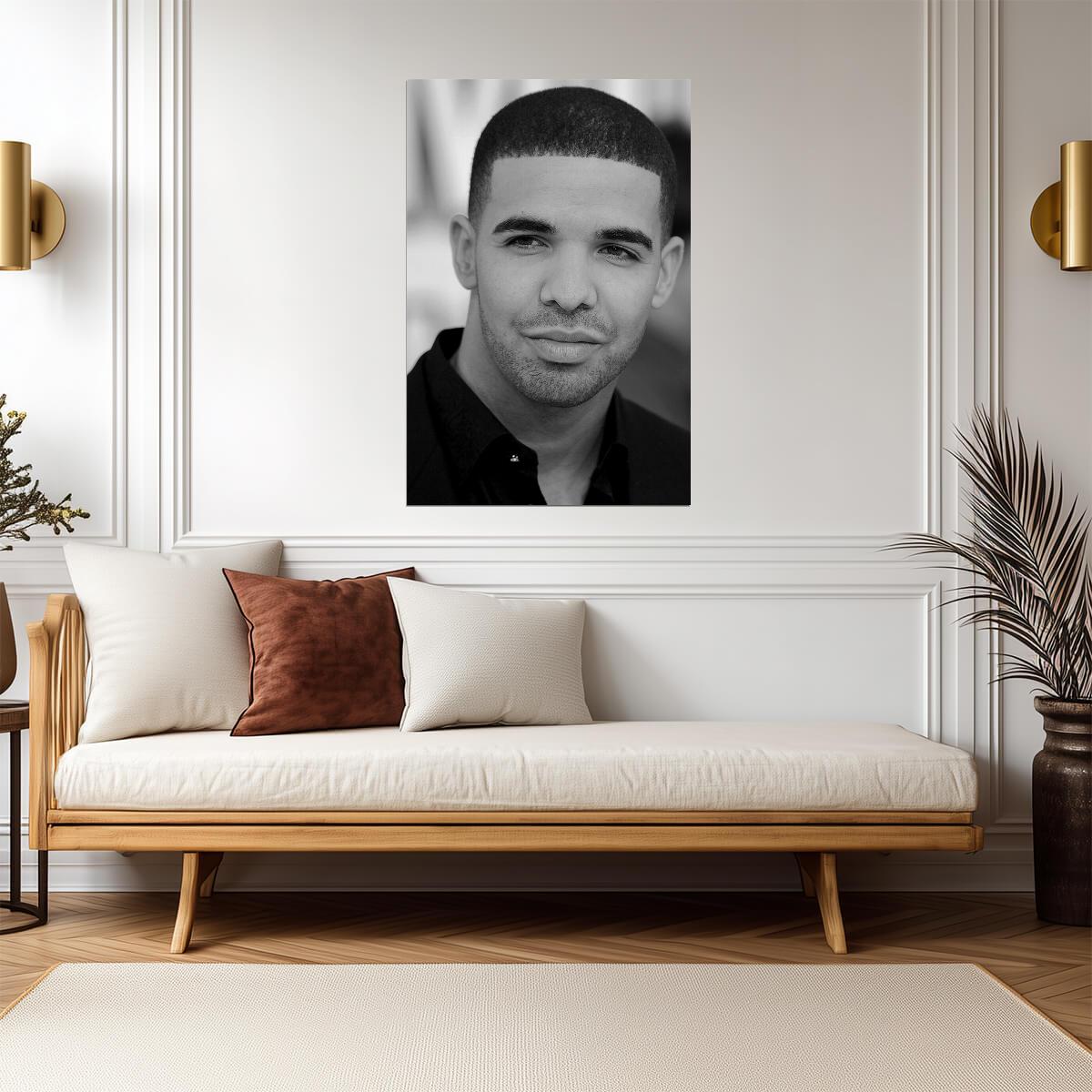 Drake | Black and White Portrait | Hip Hop Music Poster