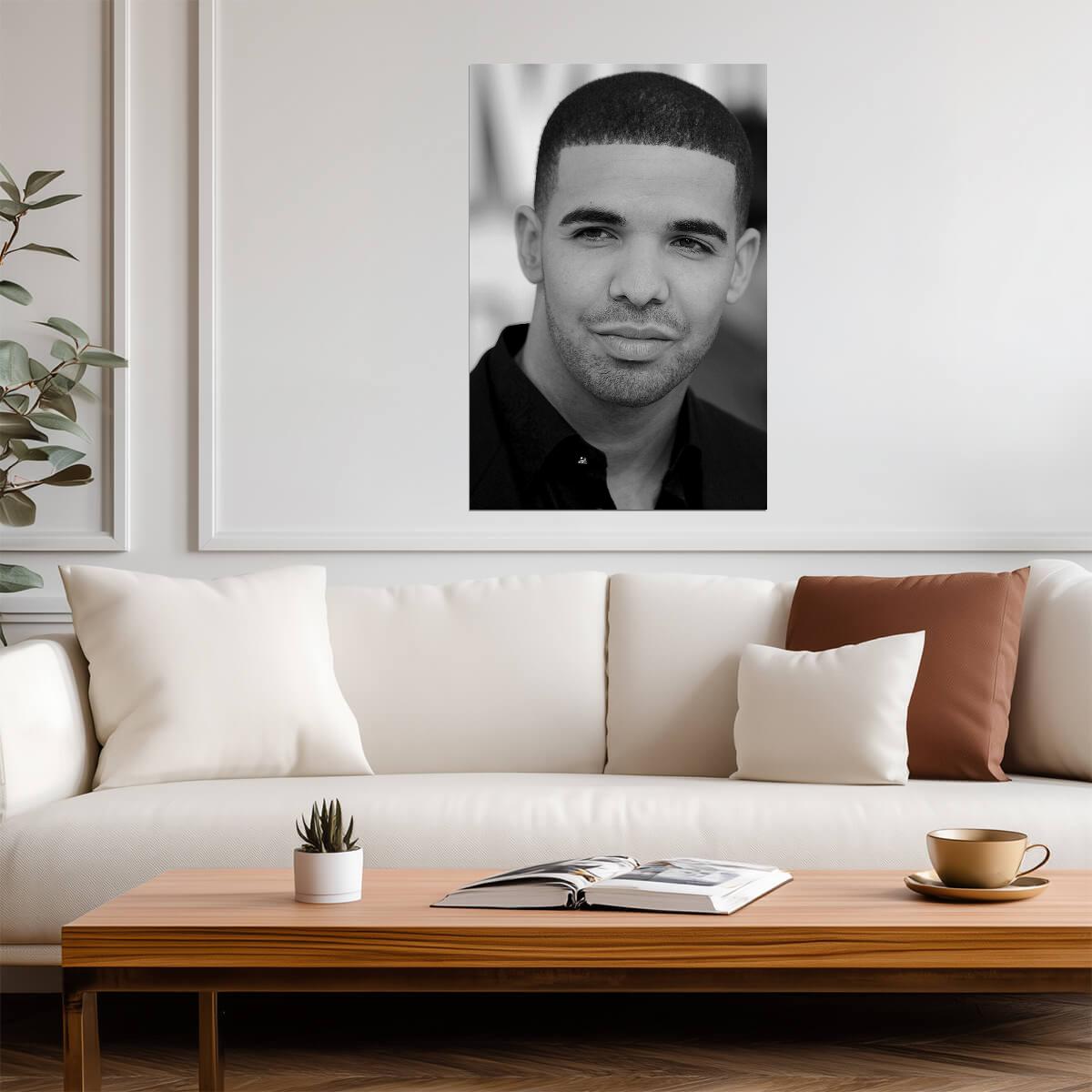 Drake | Black and White Portrait | Hip Hop Music Poster
