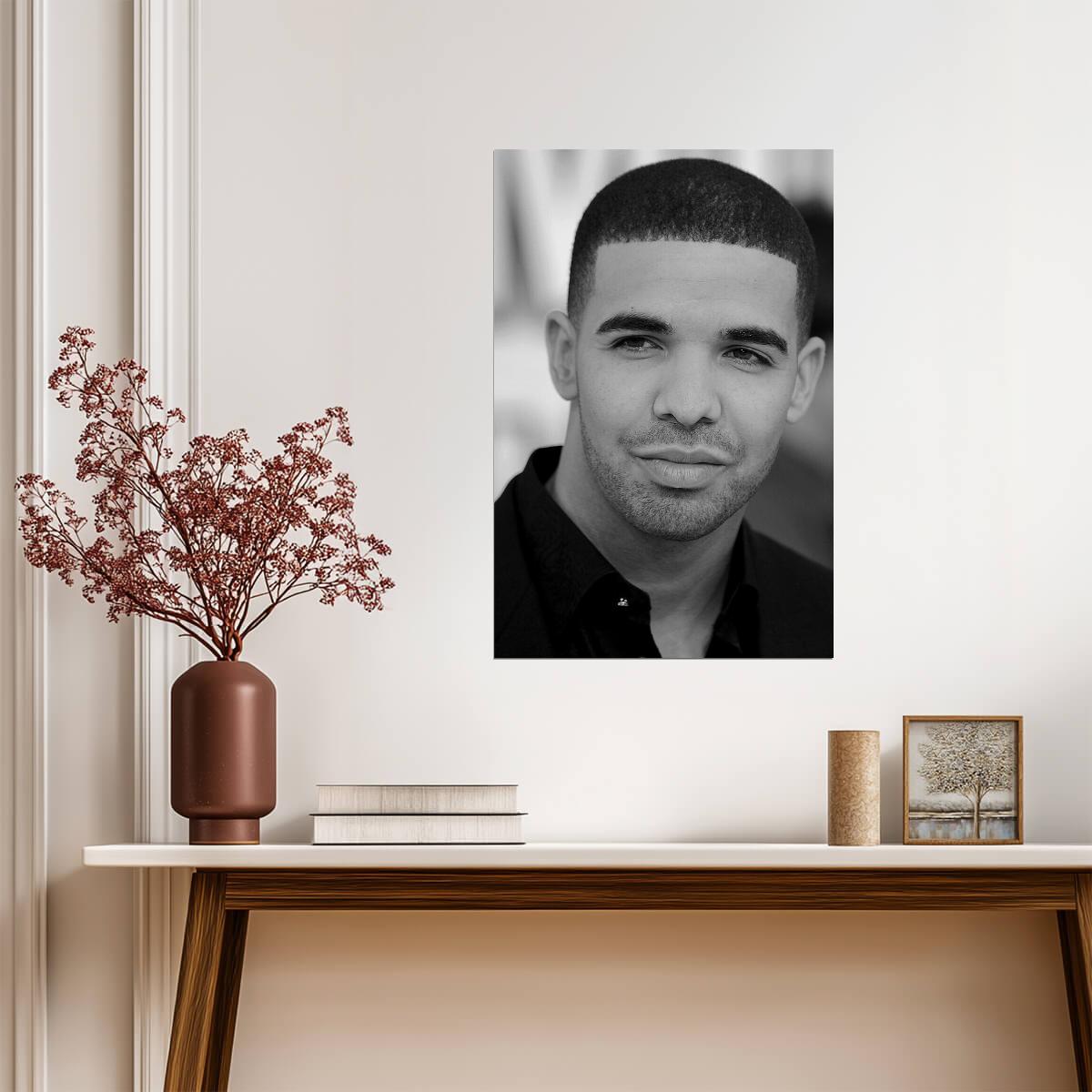 Drake | Black and White Portrait | Hip Hop Music Poster