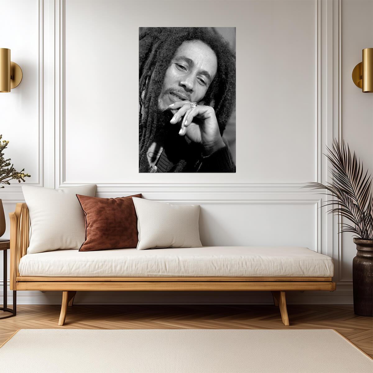 Bob Marley Songs of Freedom Era | Black and White Poster | Iconic Photography Print
