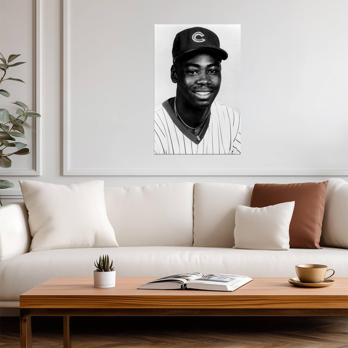 Jerome Walton Portrait | Chicago Cubs Poster | B&W Baseball Photo - Vintage & Retro Poster